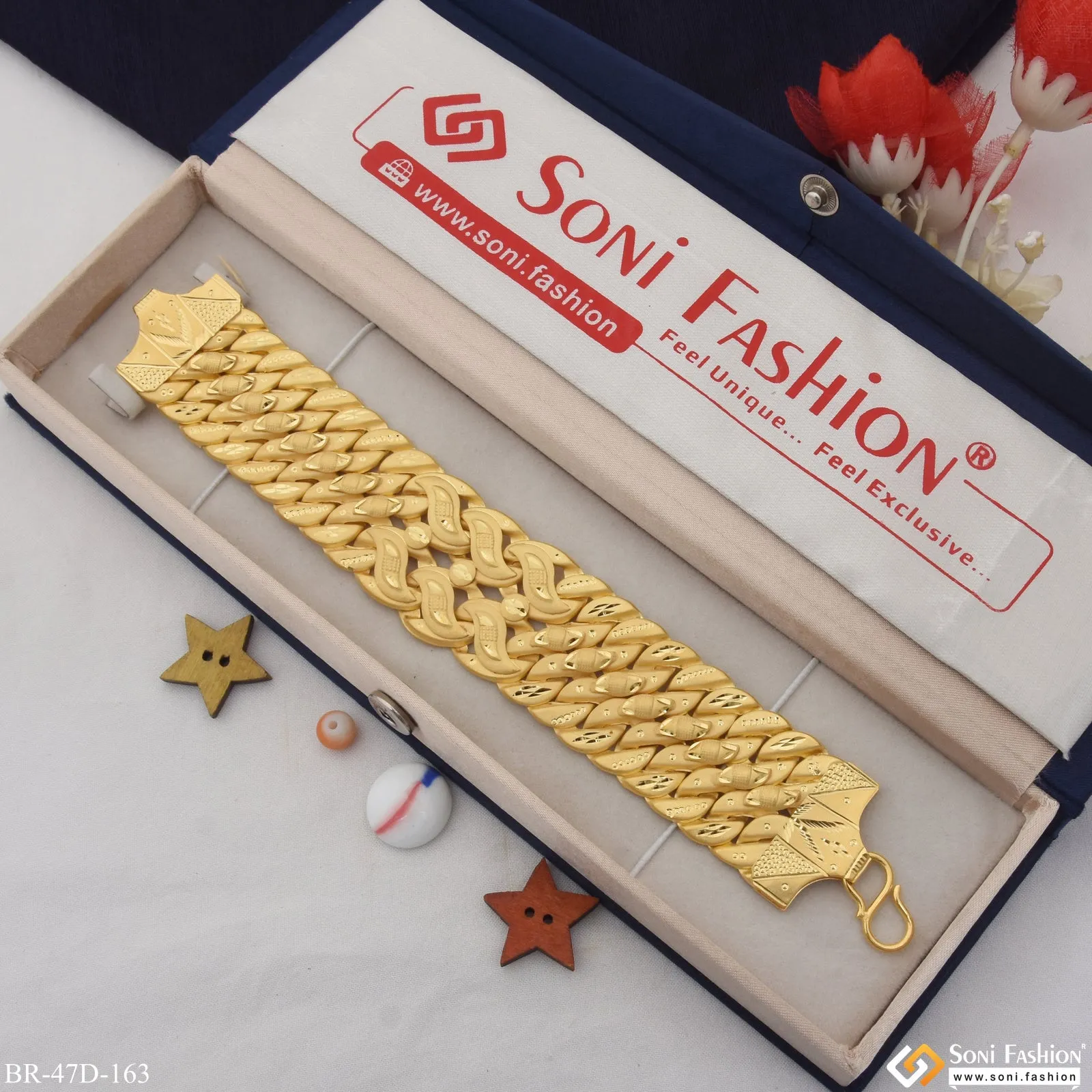 1 Gram Gold Plated Extraordinary Design Pokal Bracelet for Men - Style D163