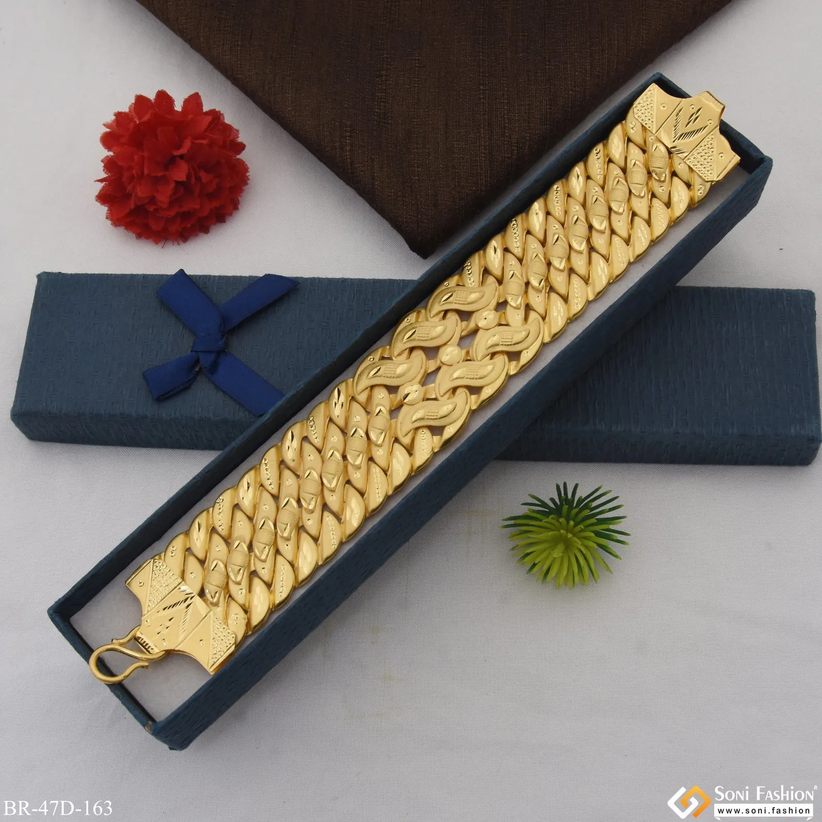 1 Gram Gold Plated Extraordinary Design Pokal Bracelet for Men - Style D163