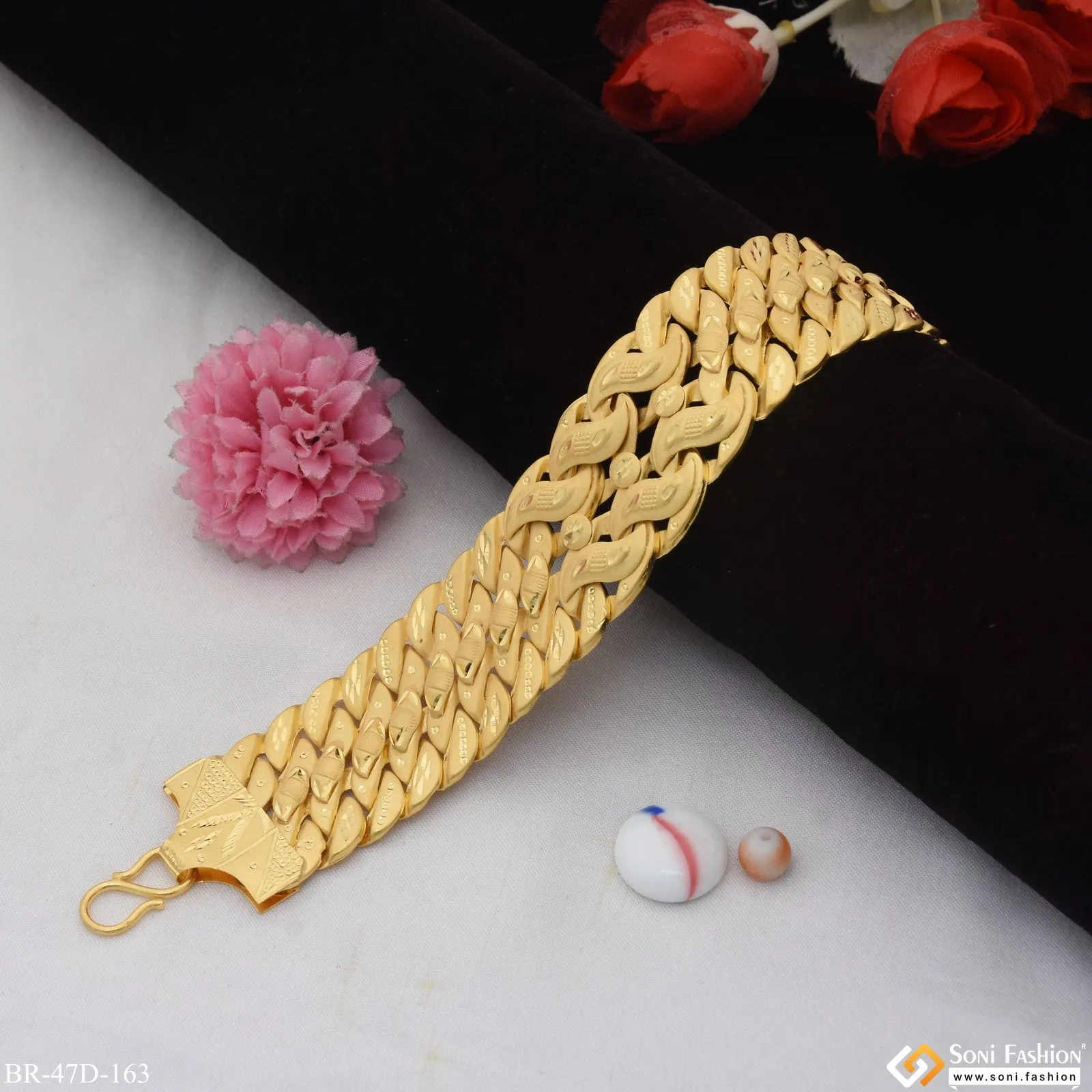 1 Gram Gold Plated Extraordinary Design Pokal Bracelet for Men - Style D163