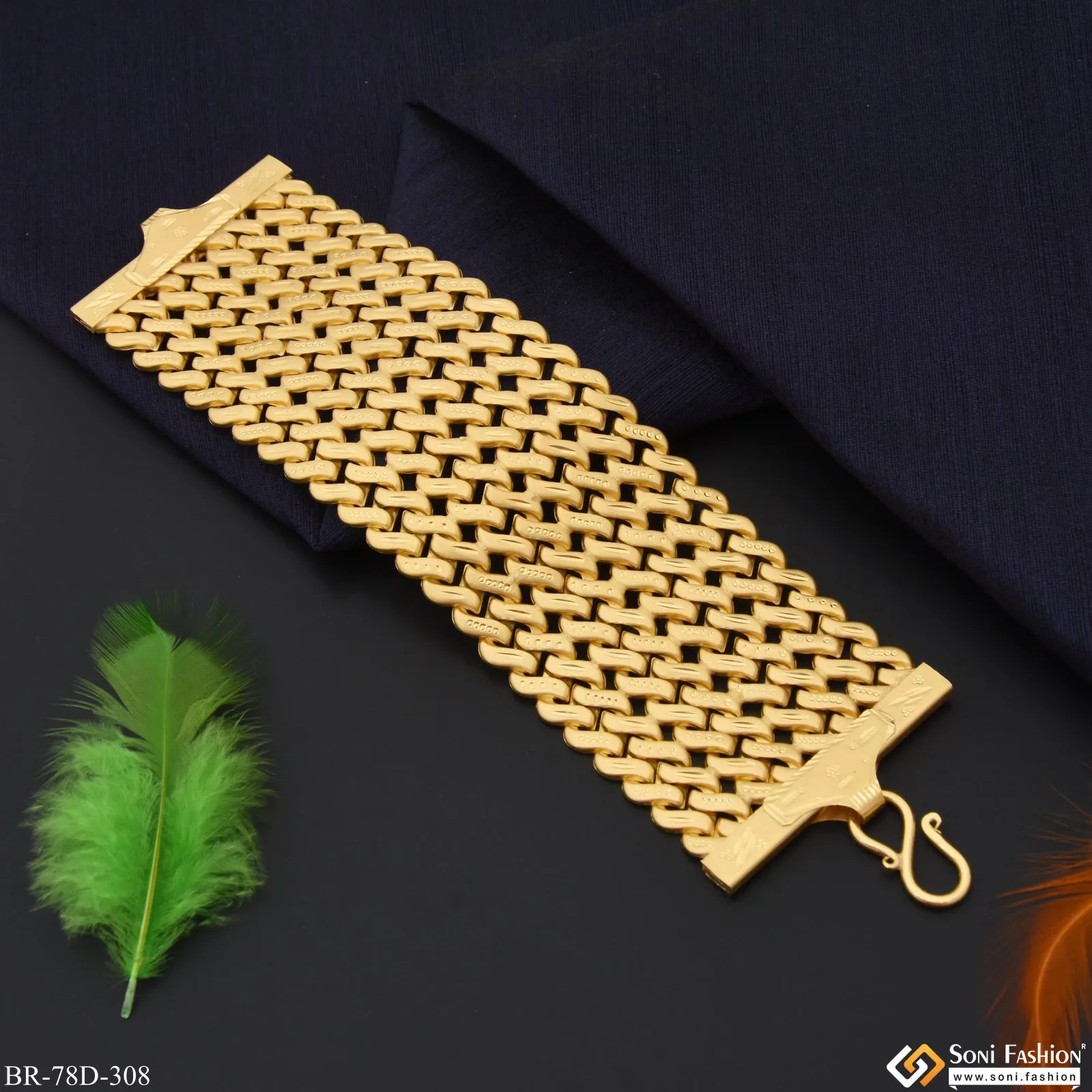 1 Gram Gold Plated Extraordinary Design Pokal Bracelet for Men - Style D308