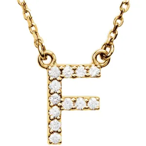 14k Gold 1/8 CTW Diamond Alphabet Initial Letter F Necklace