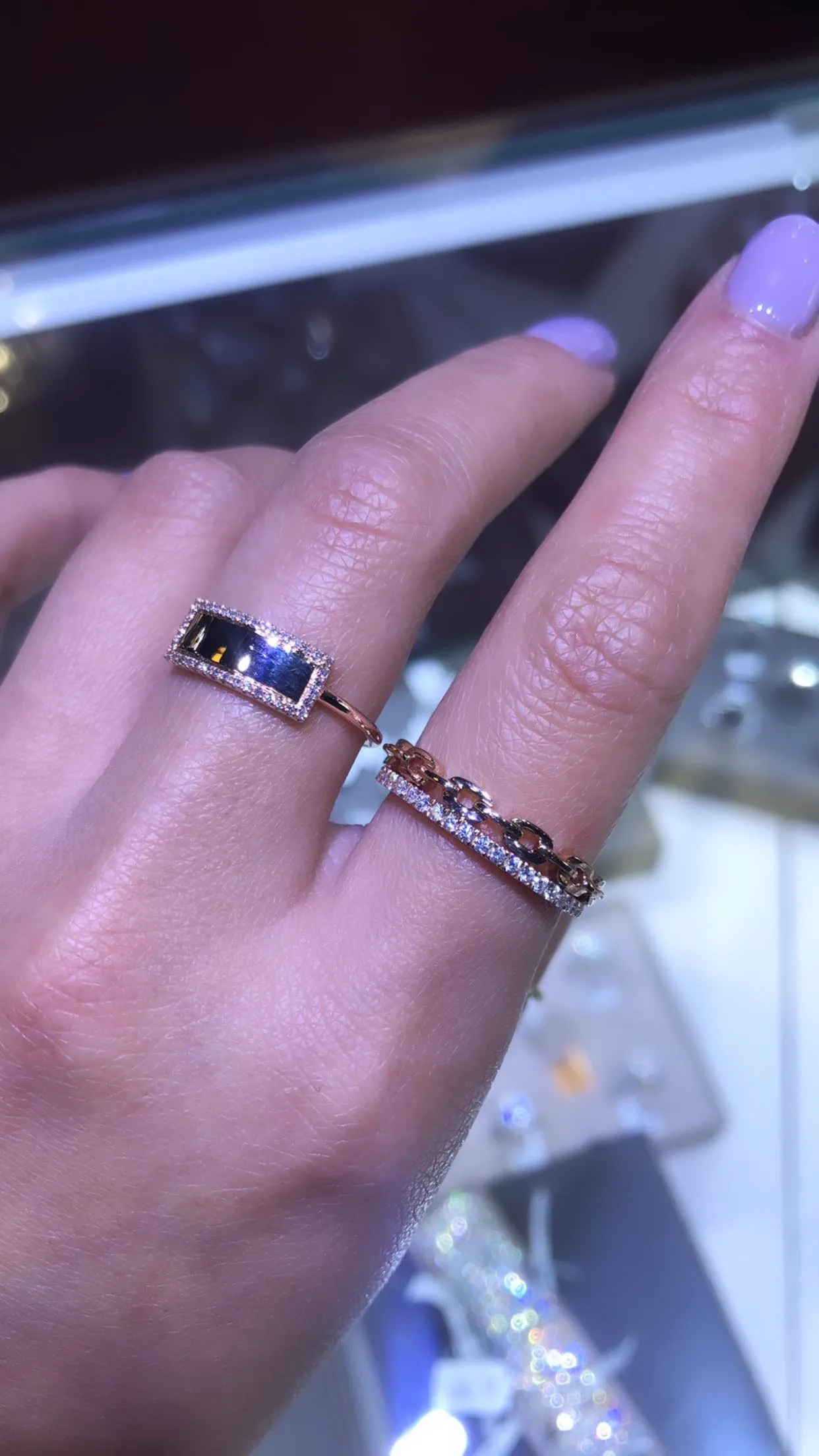 14K Gold Personalized Rectangular ID Ring with Diamonds