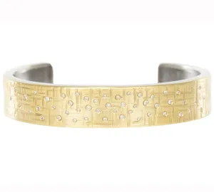 18k Aspen Squared Cuff - 18k Gold   Reclaimed VS Diamonds