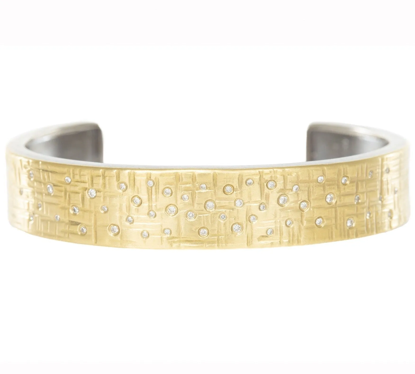 18k Aspen Squared Cuff - 18k Gold   Reclaimed VS Diamonds