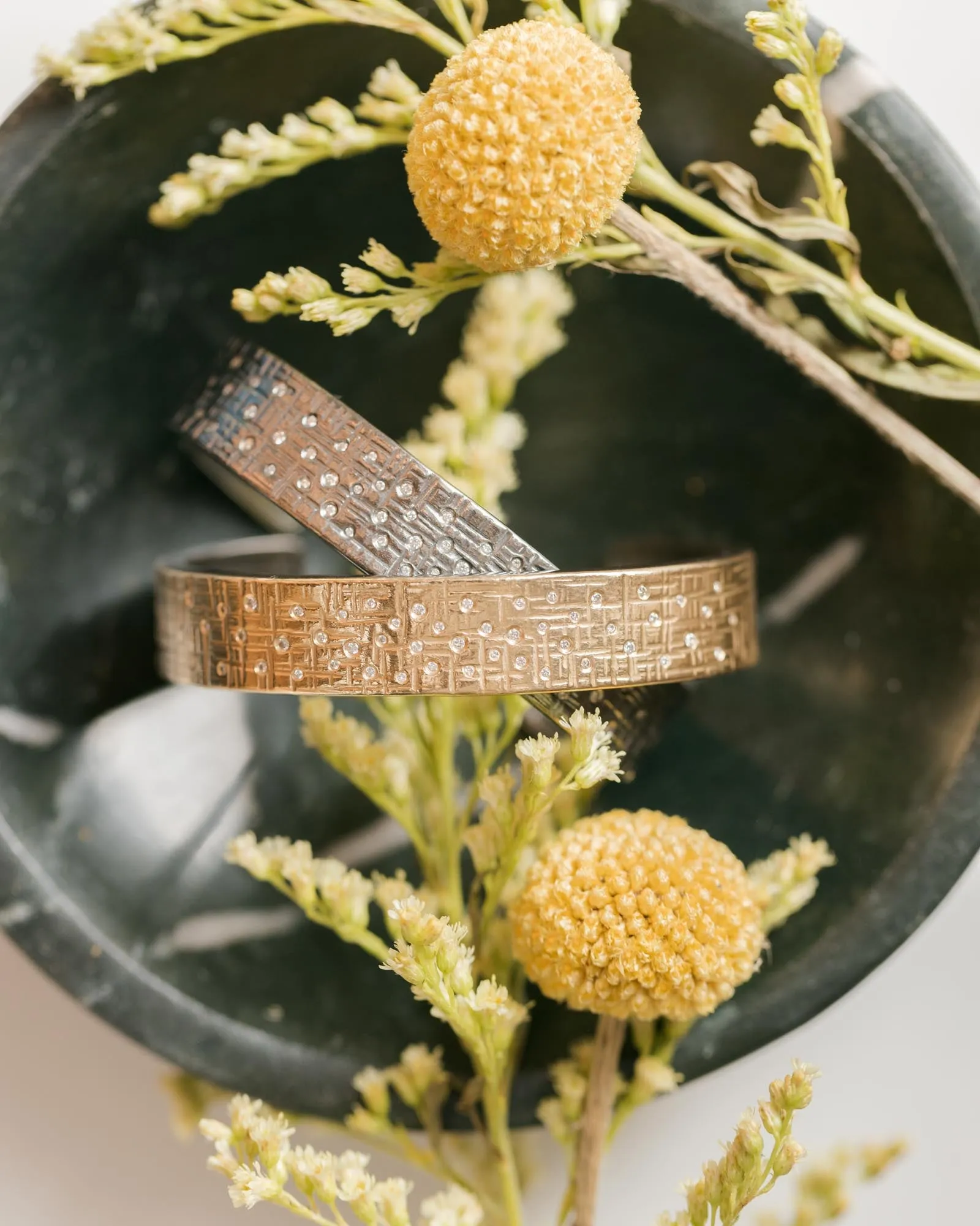18k Aspen Squared Cuff - 18k Gold   Reclaimed VS Diamonds