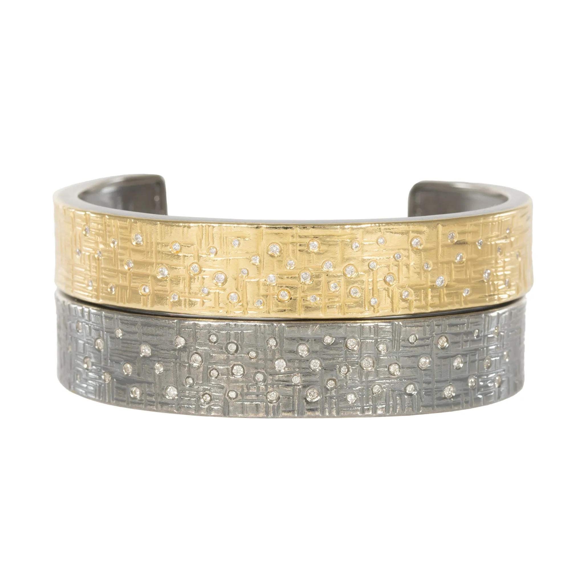 18k Aspen Squared Cuff - 18k Gold   Reclaimed VS Diamonds