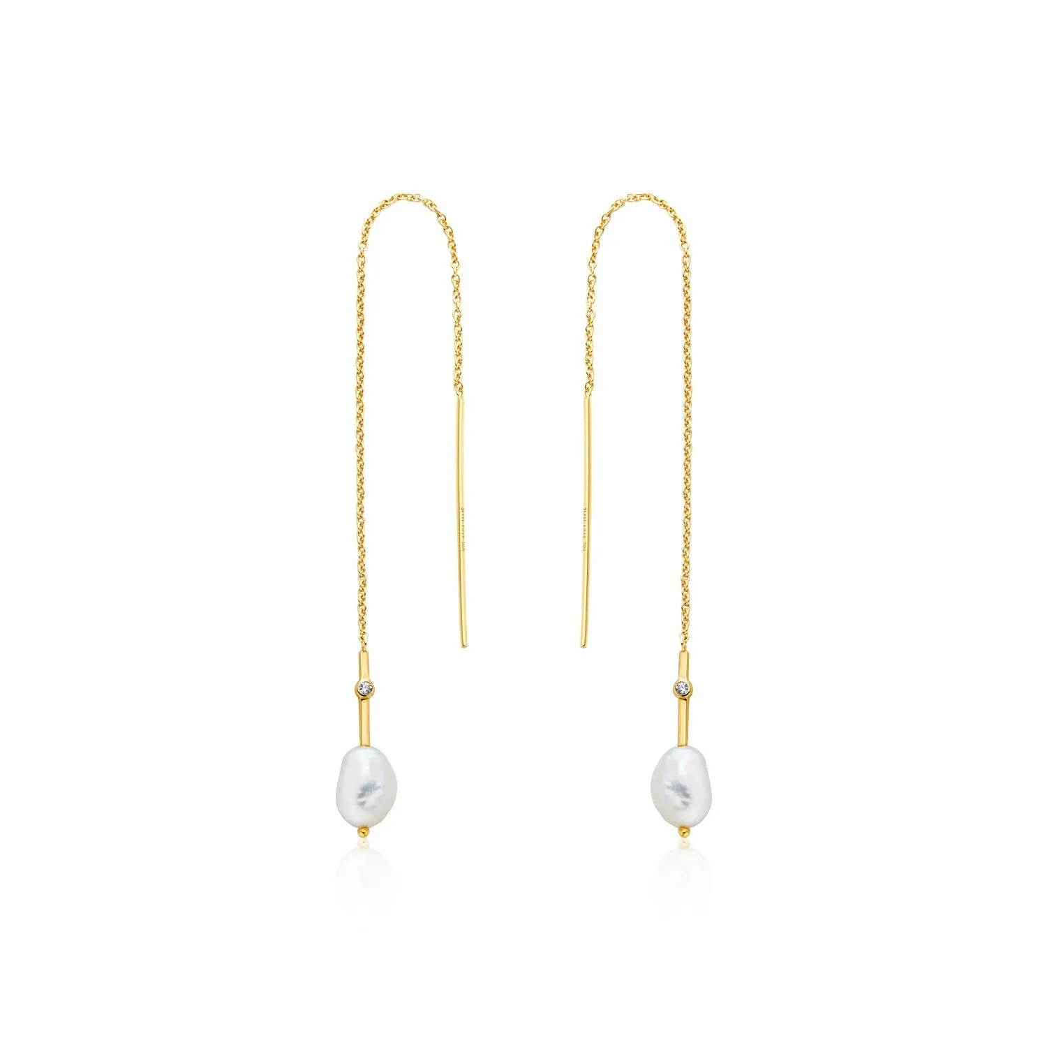 Ania Haie Gold Plated Pearl Threader Drop Earrings