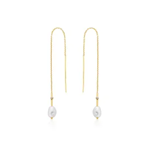 Ania Haie Gold Plated Pearl Threader Drop Earrings