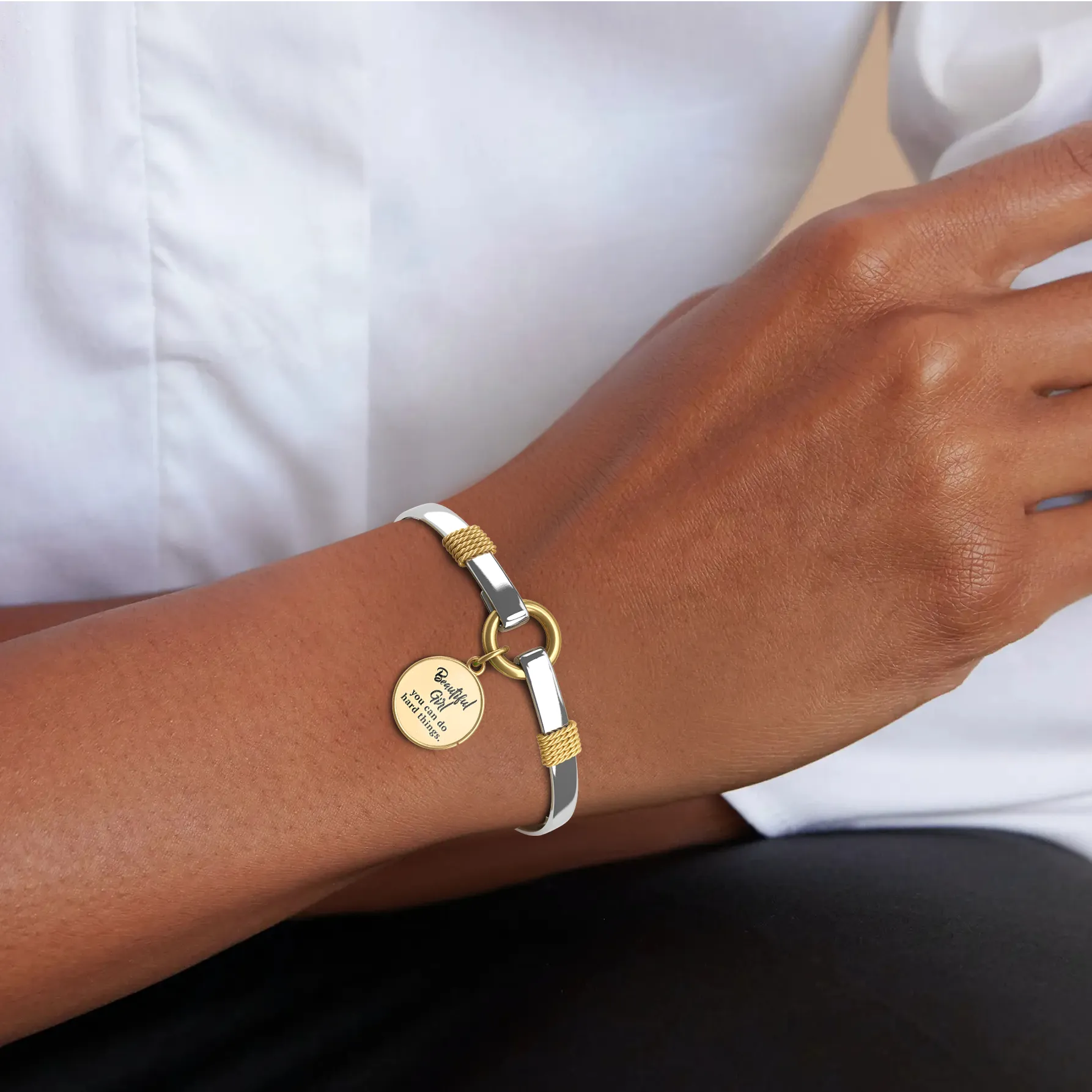 Beautiful Girl - Two-Tone Custom Charm Bracelet