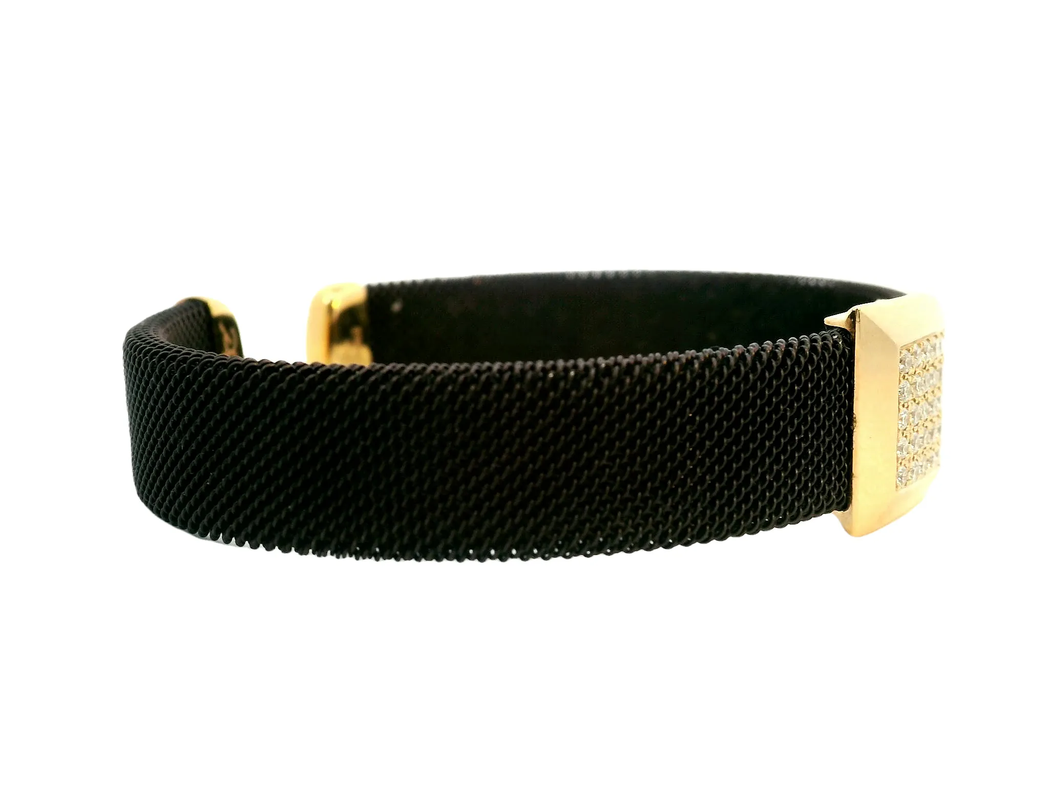 Dark Brown Stainless Cuff Diamond Bracelet