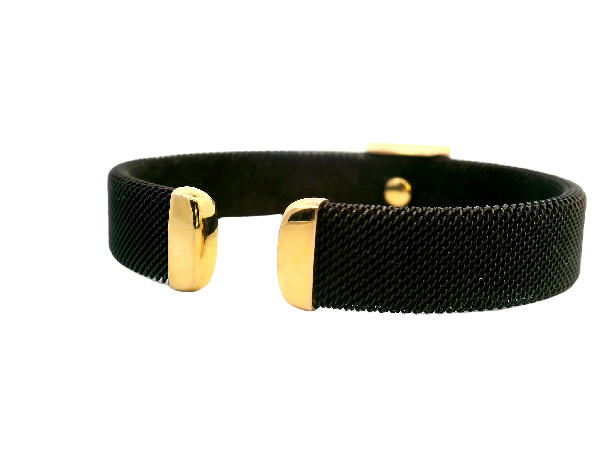 Dark Brown Stainless Cuff Diamond Bracelet
