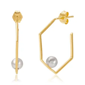 Gold Grey Pearl Earrings Minerva