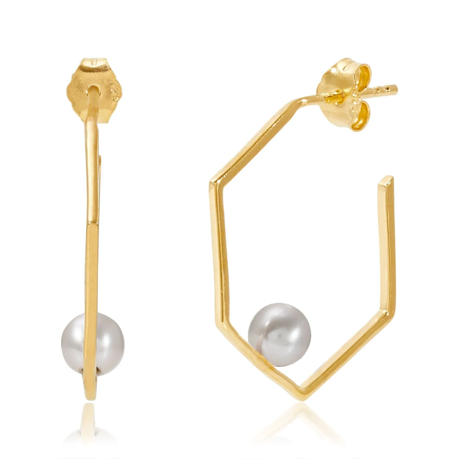Gold Grey Pearl Earrings Minerva
