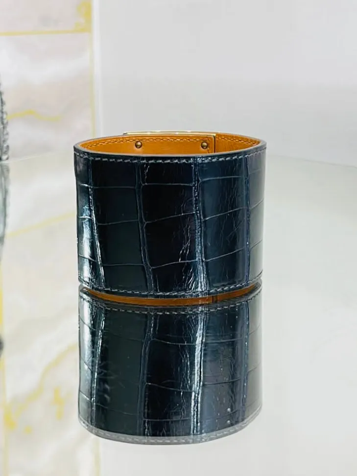 Hermes Alligator Skin Dog Extreme Cuff Bracelet