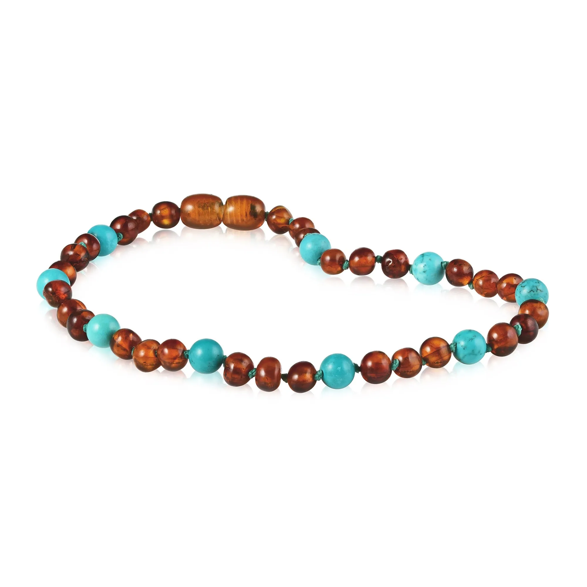 Kids | Turquoise   Cognac Amber Necklace