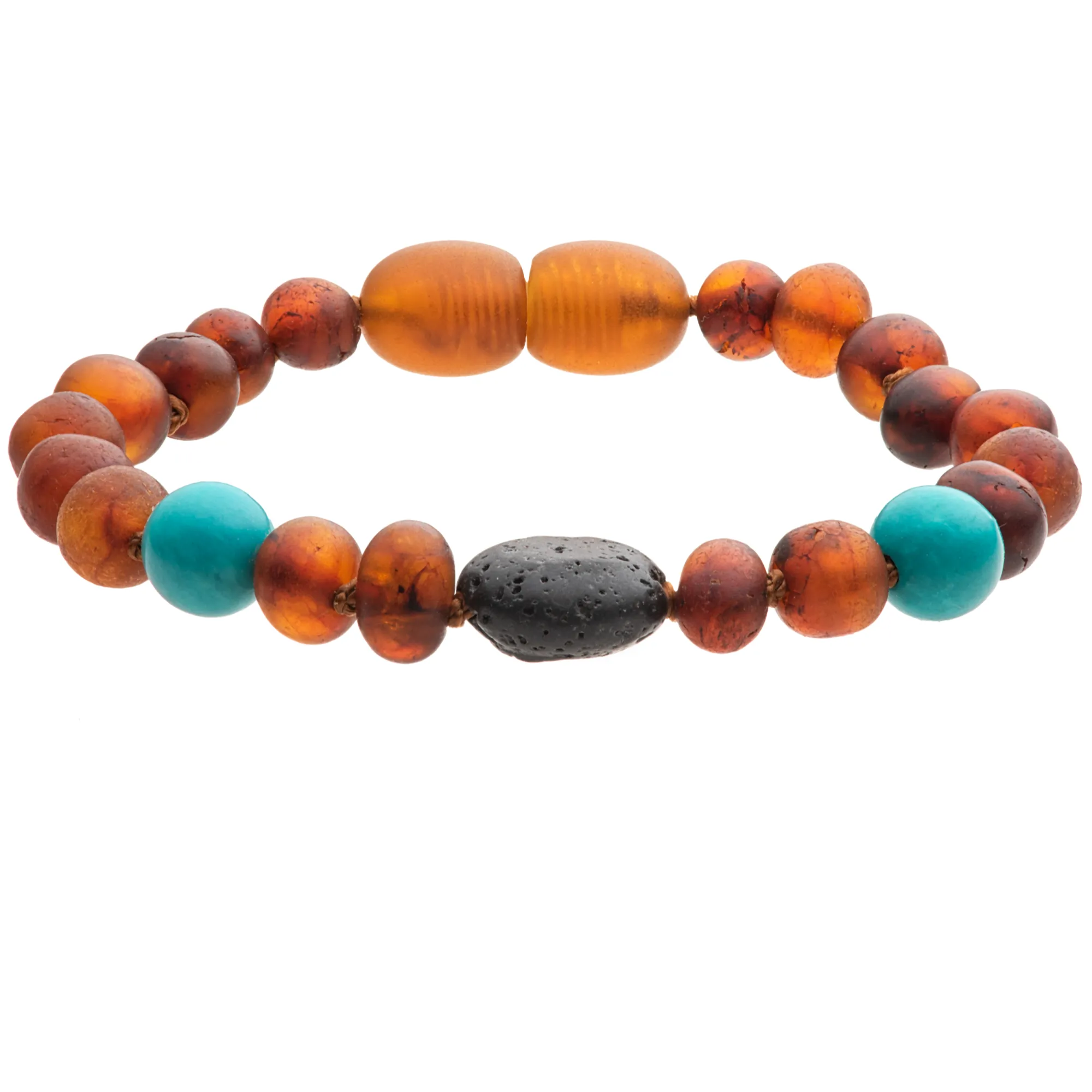 Kids | Turquoise   Raw Cognac Aromatherapy Pendant Bracelet