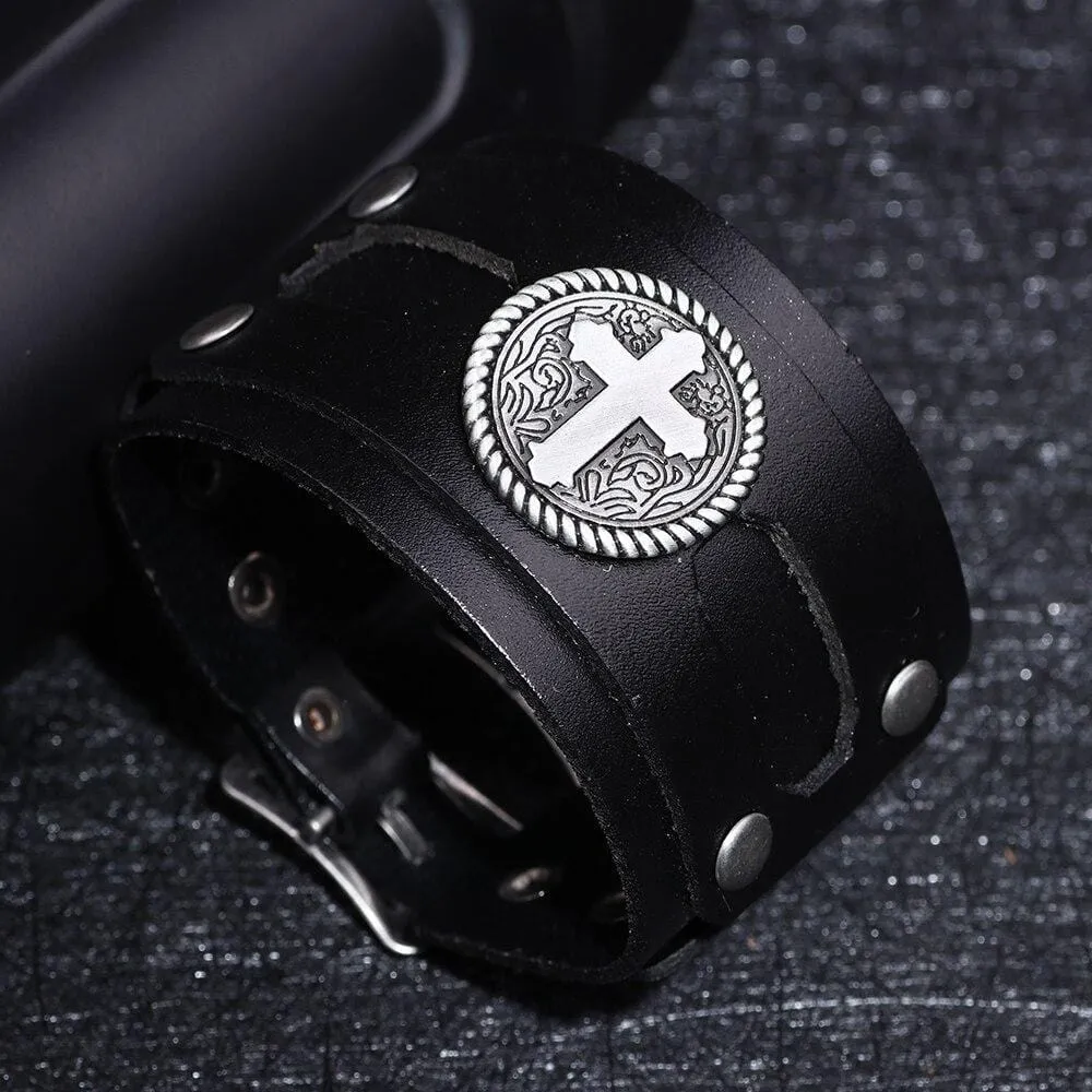 Men's Cross Bracelet <br> Wide