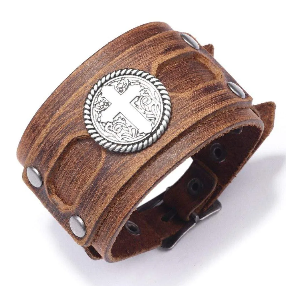 Men's Cross Bracelet <br> Wide