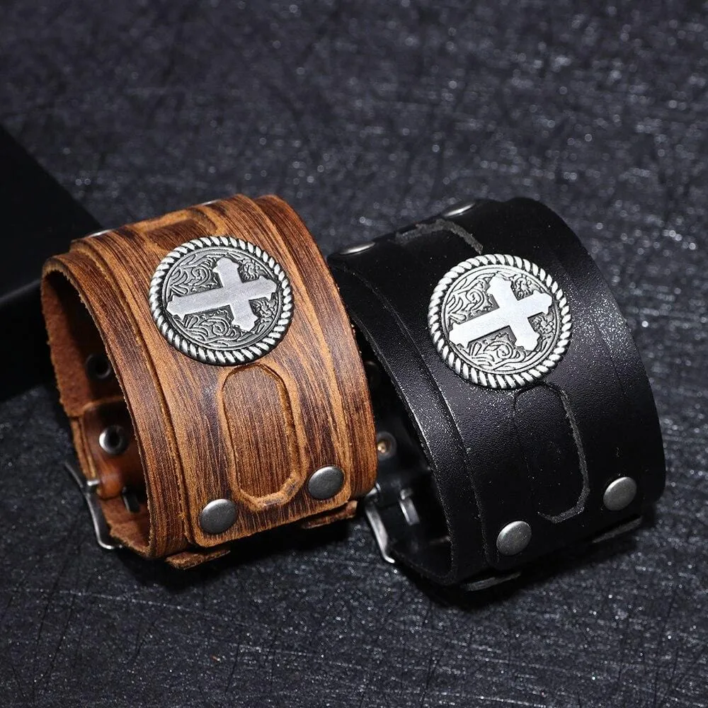 Men's Cross Bracelet <br> Wide