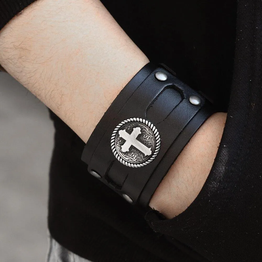 Men's Cross Bracelet <br> Wide