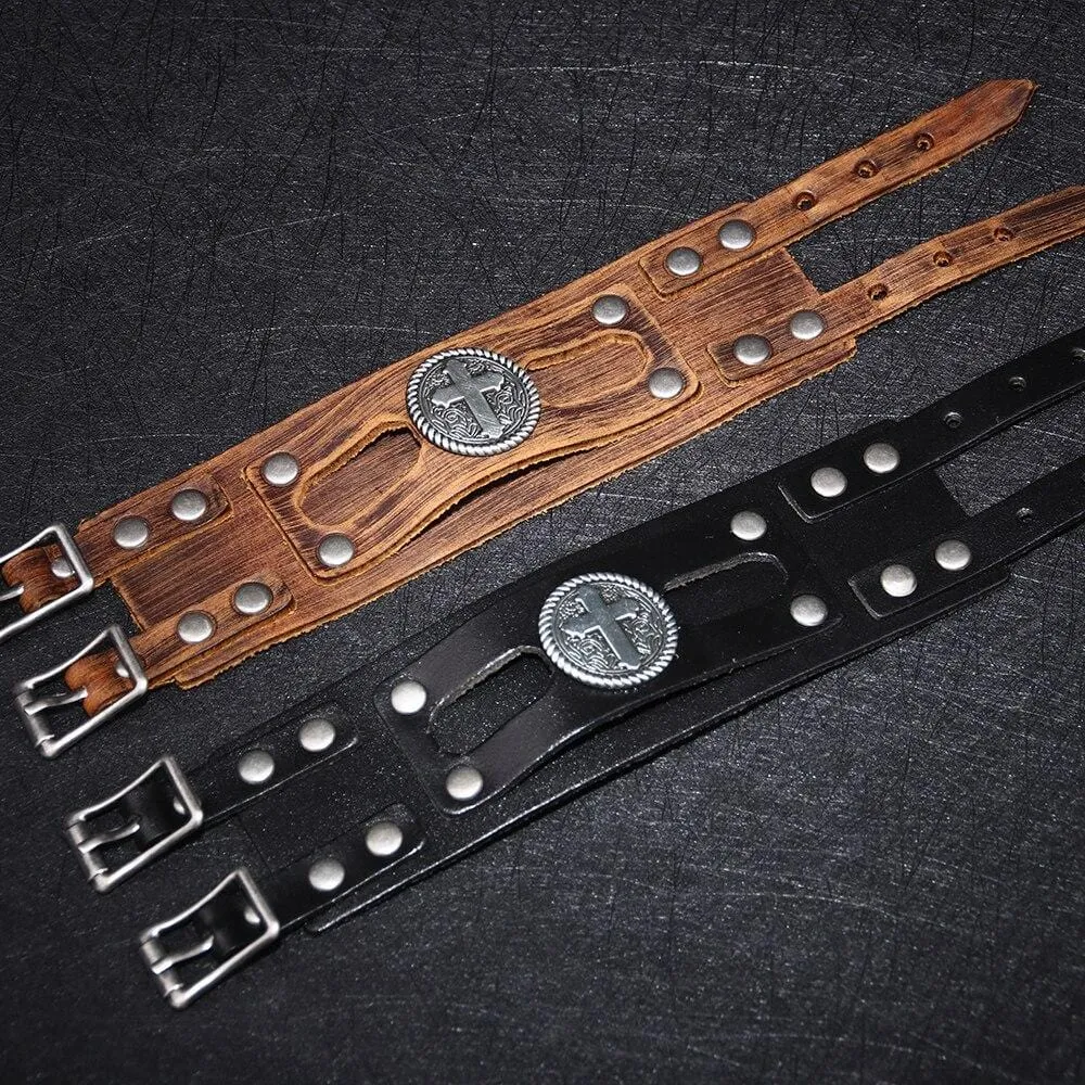 Men's Cross Bracelet <br> Wide