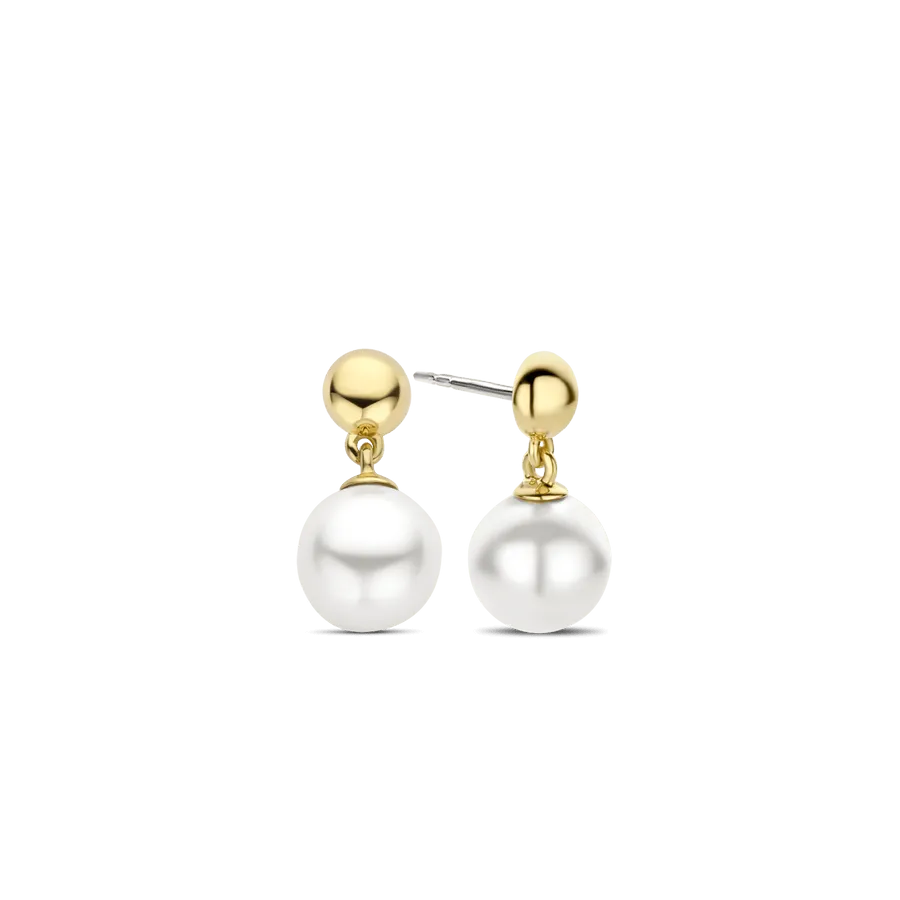 Milano 8mm Pearl Drop Earrings - Gold - 7912YP