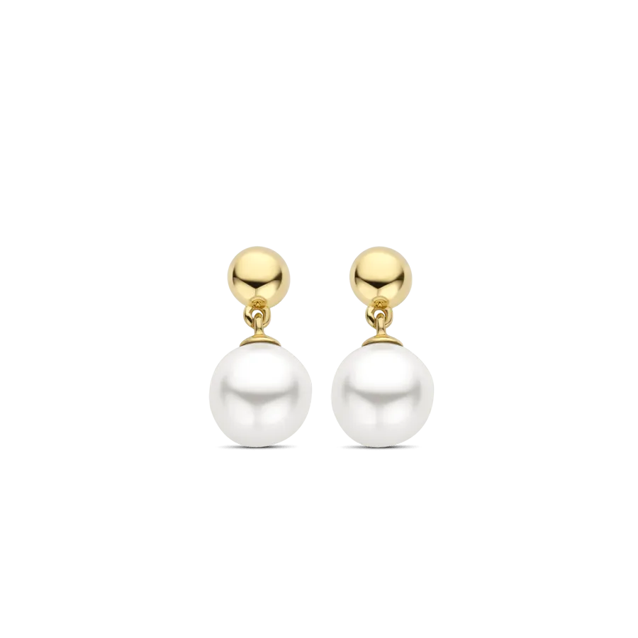 Milano 8mm Pearl Drop Earrings - Gold - 7912YP