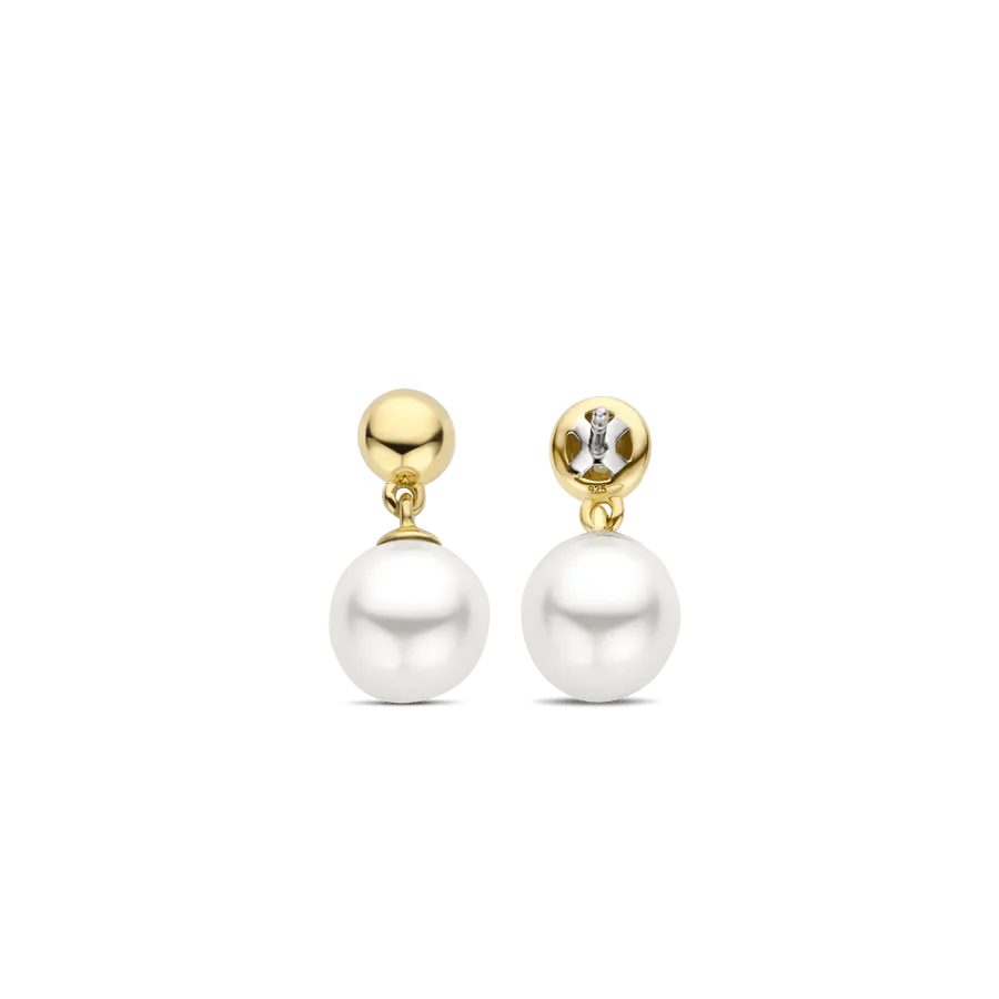 Milano 8mm Pearl Drop Earrings - Gold - 7912YP