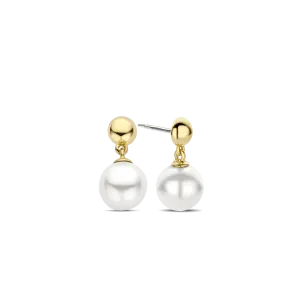 Milano 8mm Pearl Drop Earrings - Gold - 7912YP