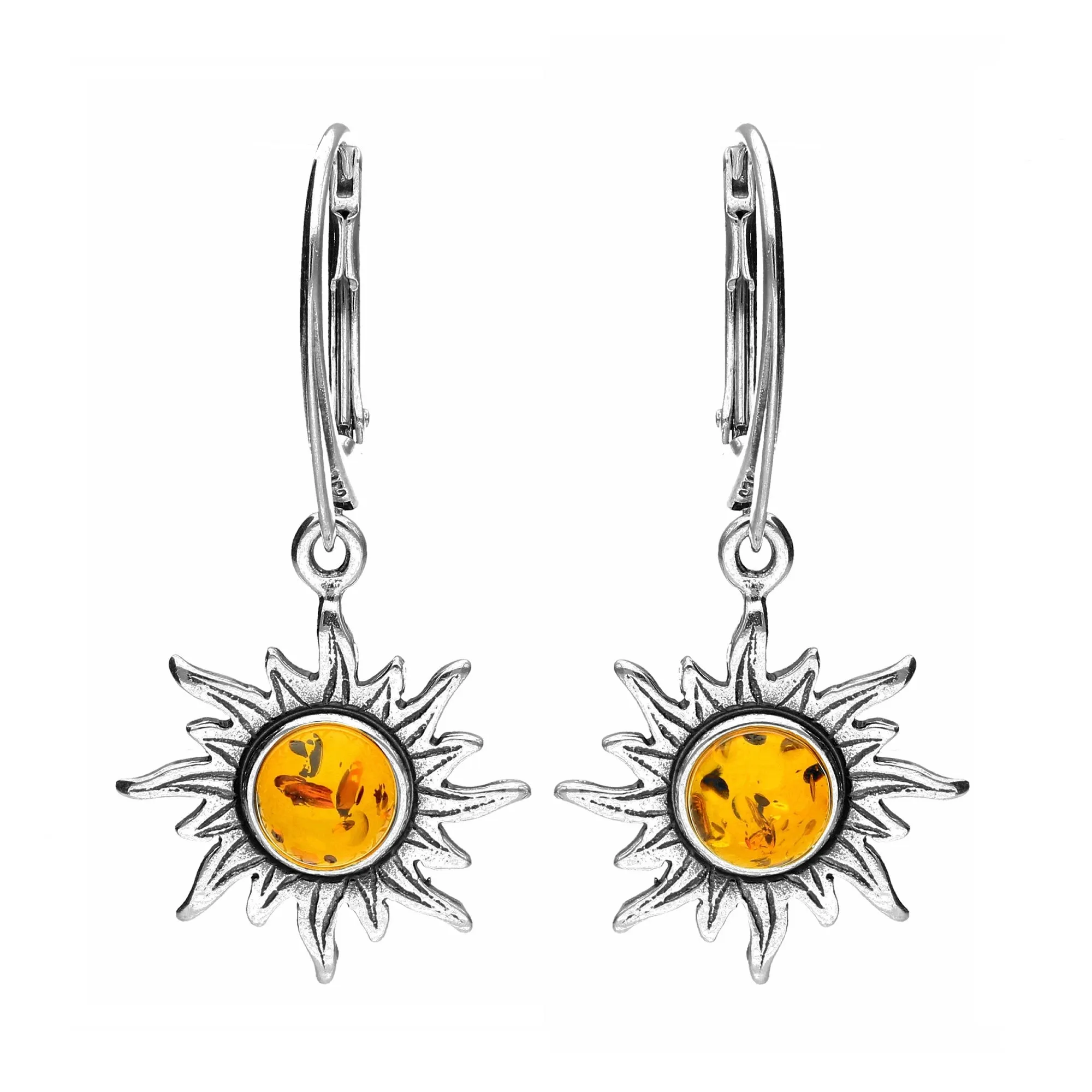 MILENA Earrings Silver and Baltic Amber Sun