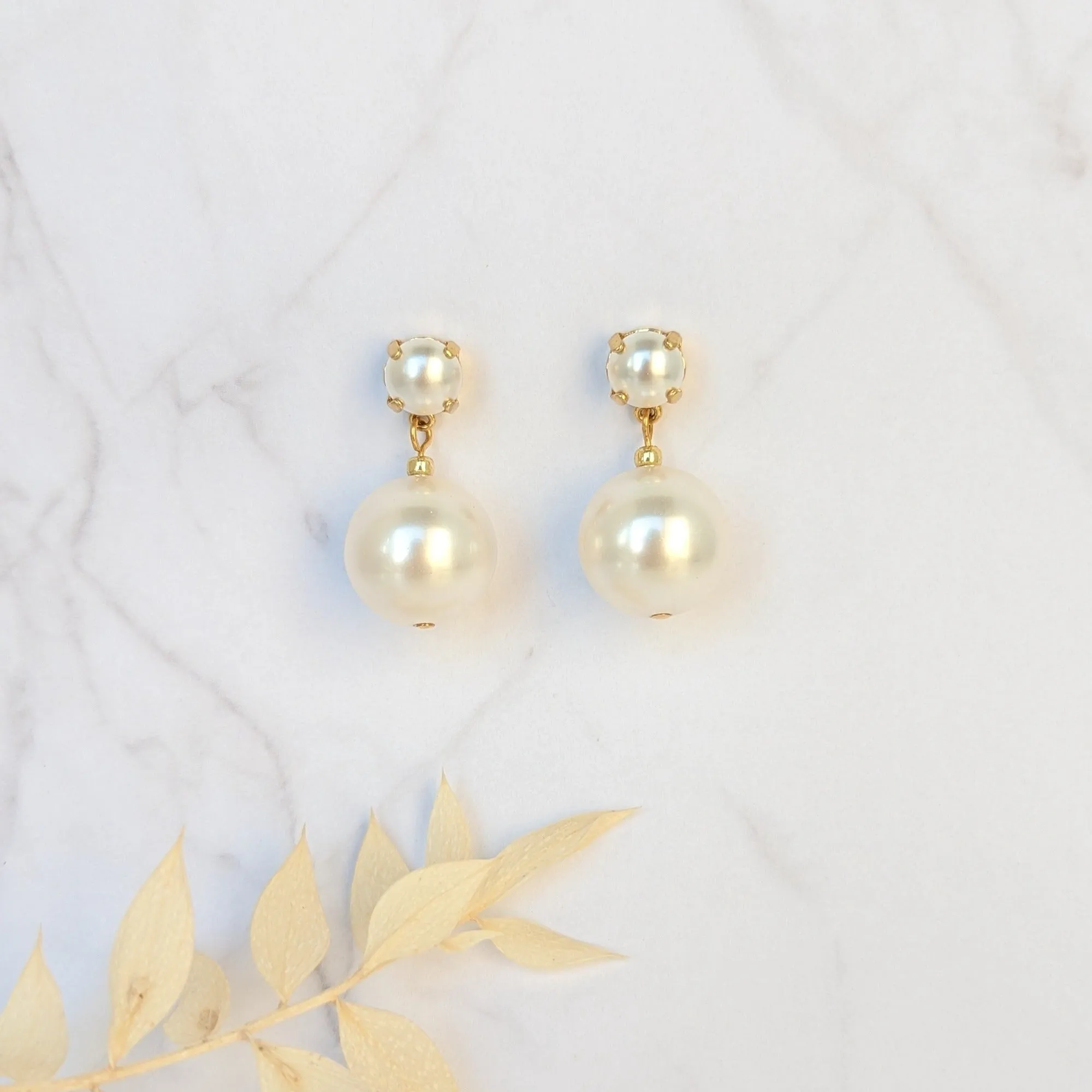 NATASSHA Large Pearl Drop Earrings