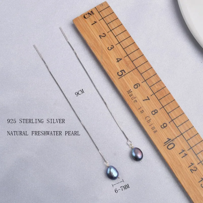 Natural Freshwater Pearl Long Chain Earrings
