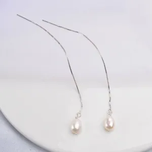 Natural Freshwater Pearl Long Chain Earrings