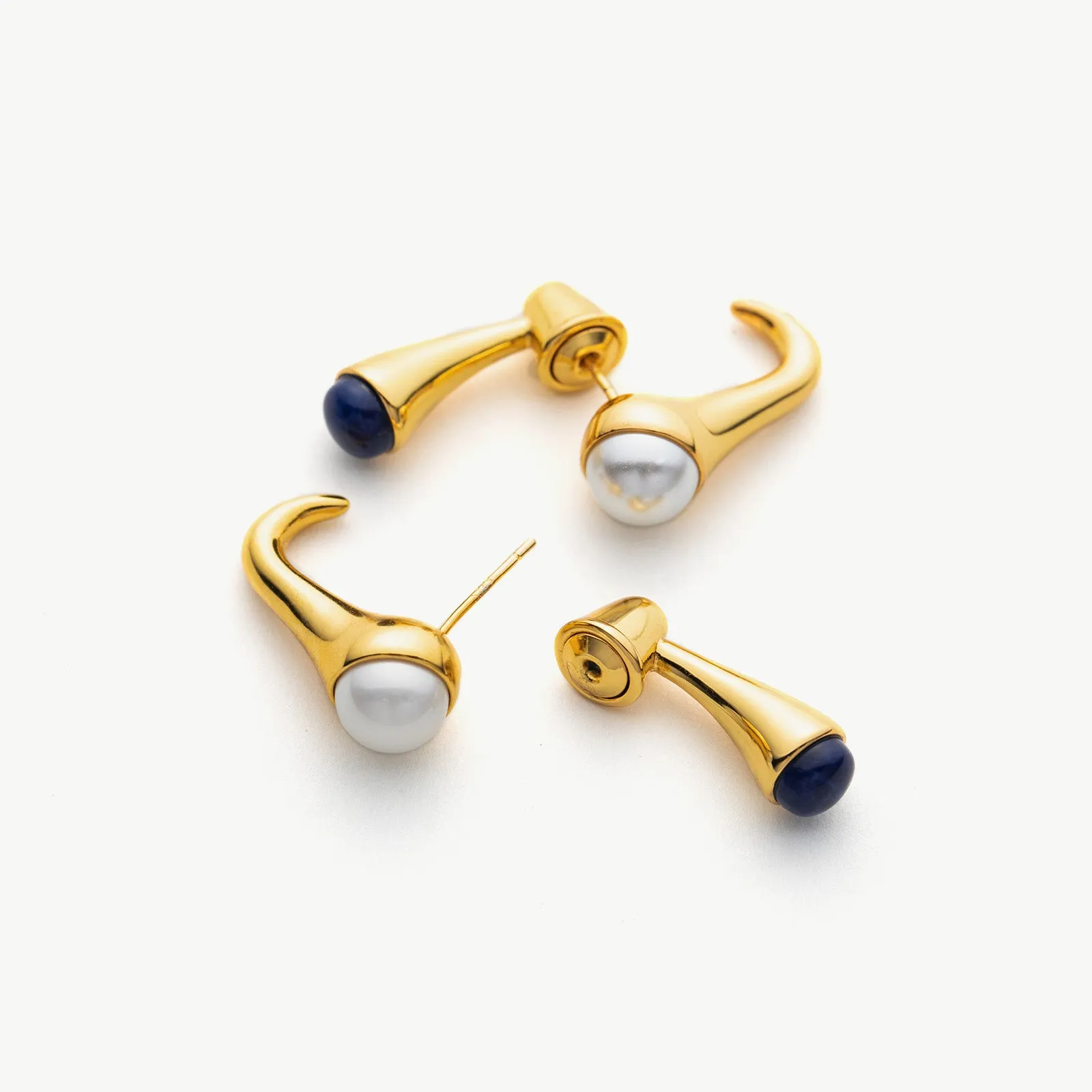 Pearl Crossover Hoop Earrings