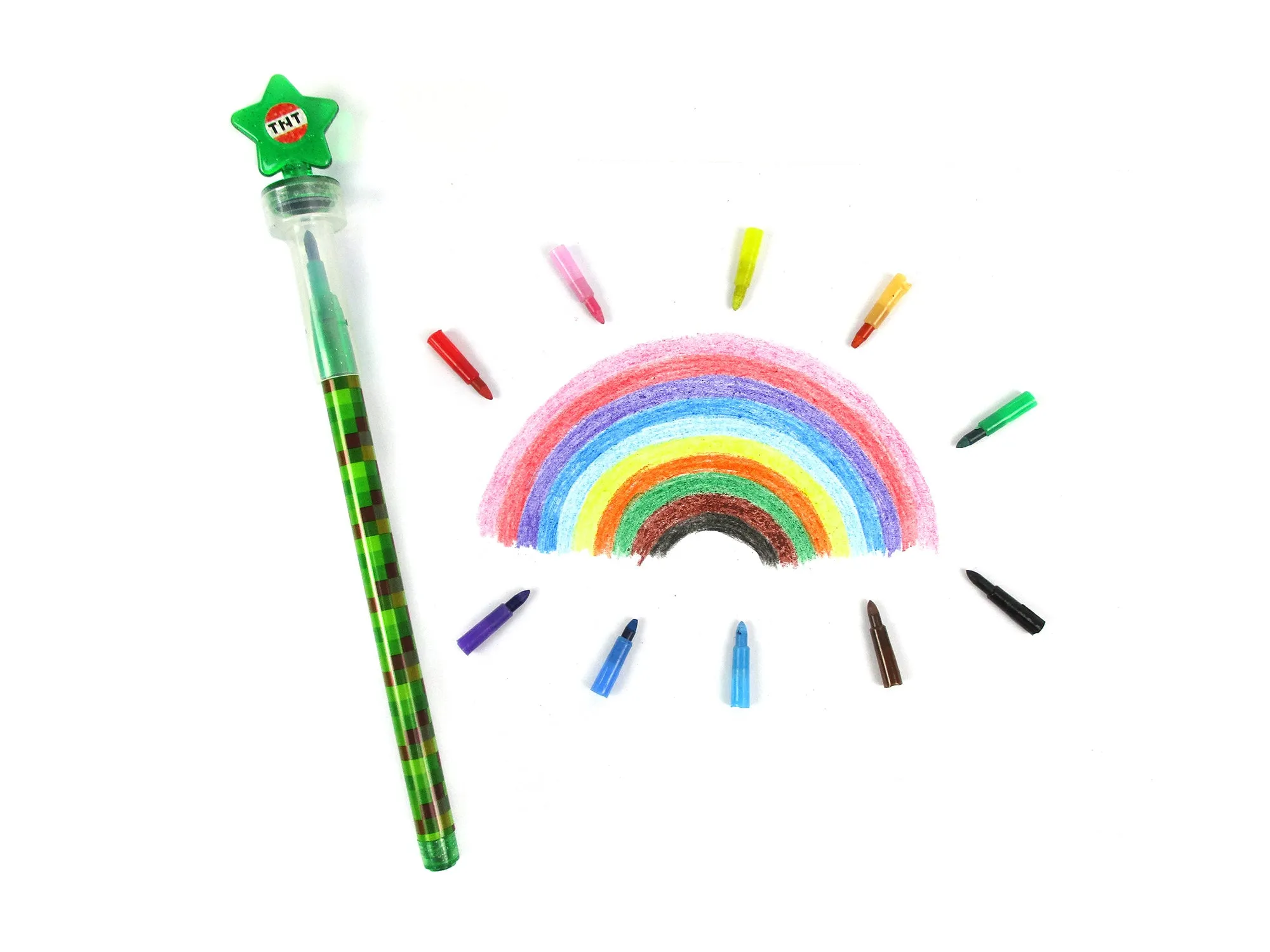 Pixels Stackable Crayon with Stamper Topper