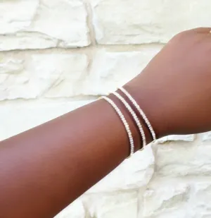 Rhinestone Connected Bangle Bracelet (Gold)