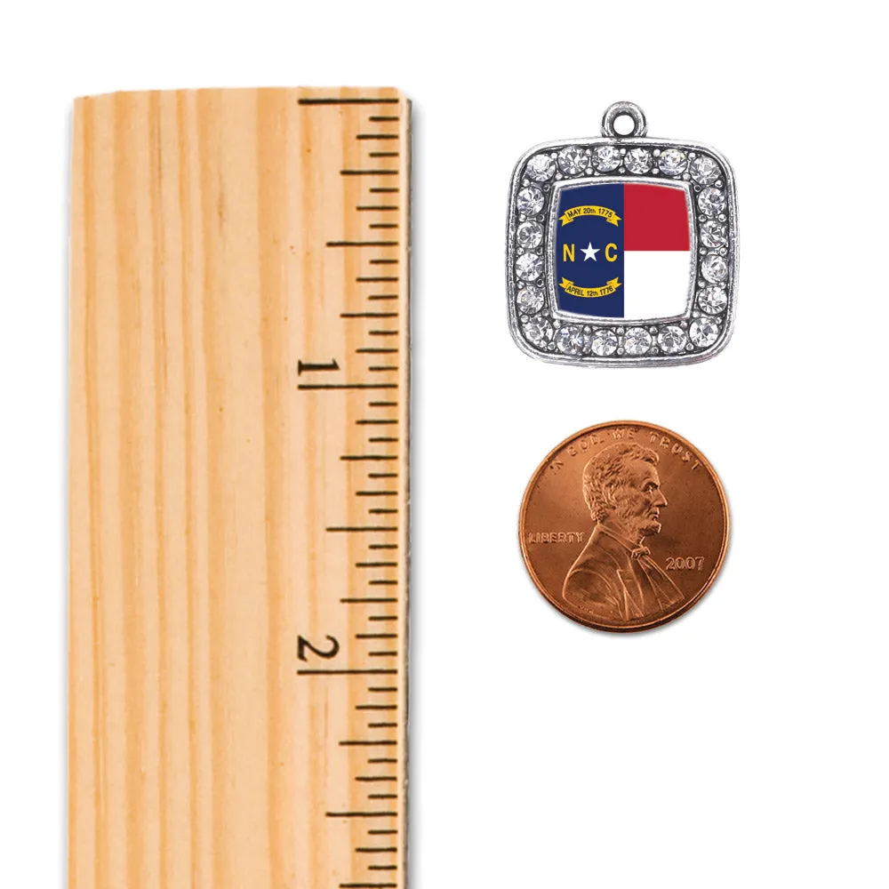 Silver North Carolina Flag Square Charm Toggle Bracelet