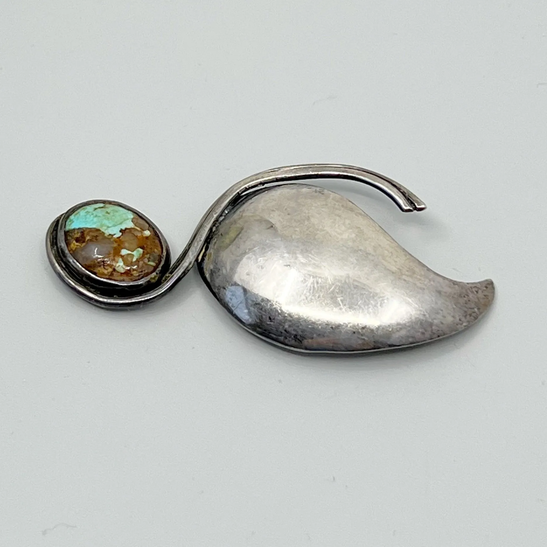 South West sterling silver turquoise brooch GM116