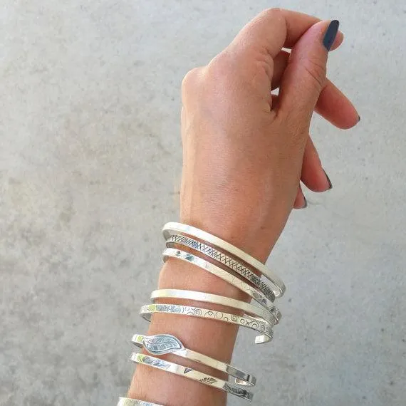 Starry night sterling silver cuff bracelet for men or women Adjustable