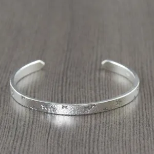 Starry night sterling silver cuff bracelet for men or women Adjustable