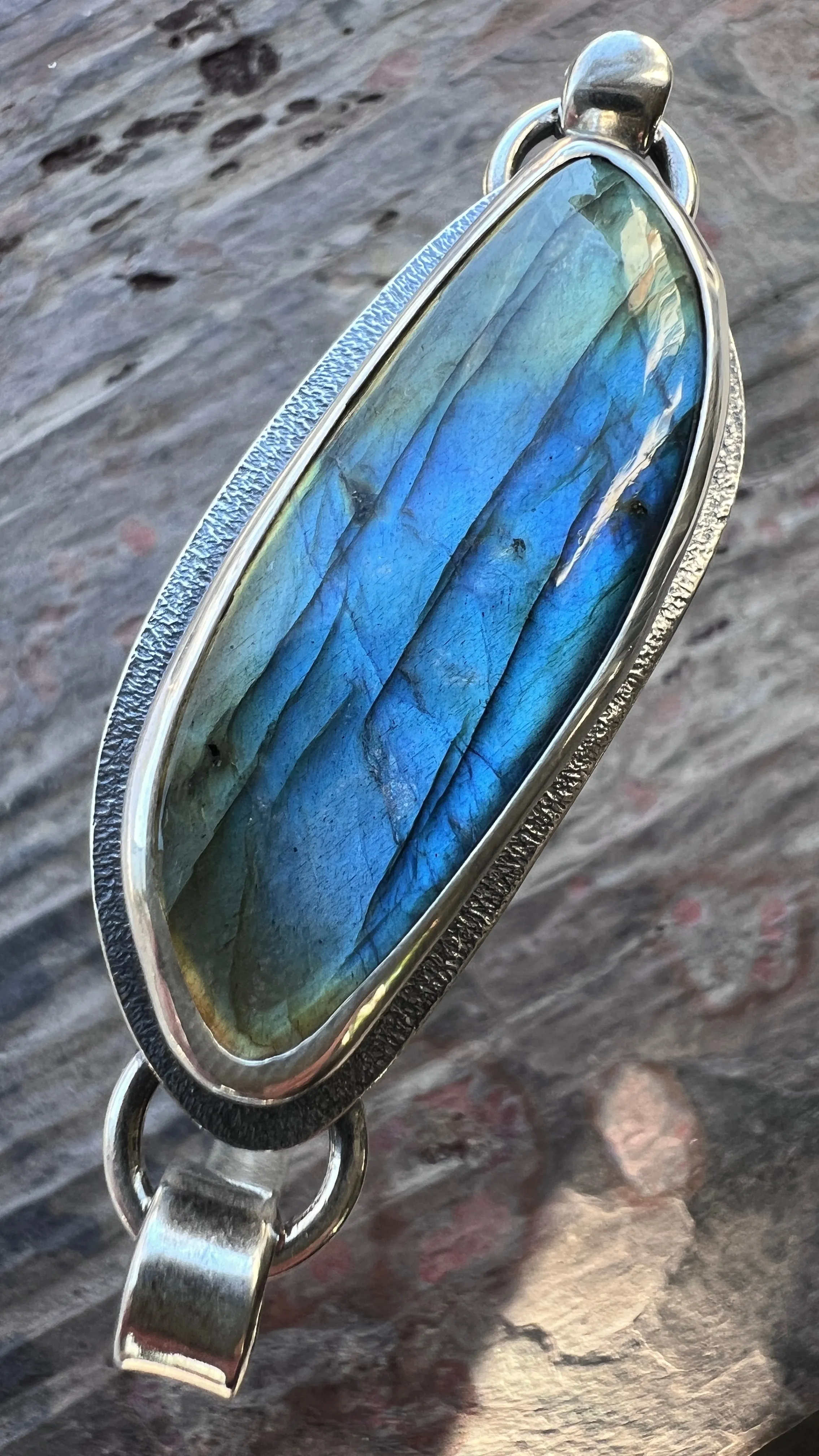 Sterling Silver Labradorite Bracelet | Artisan Silver Cuff Bracelet