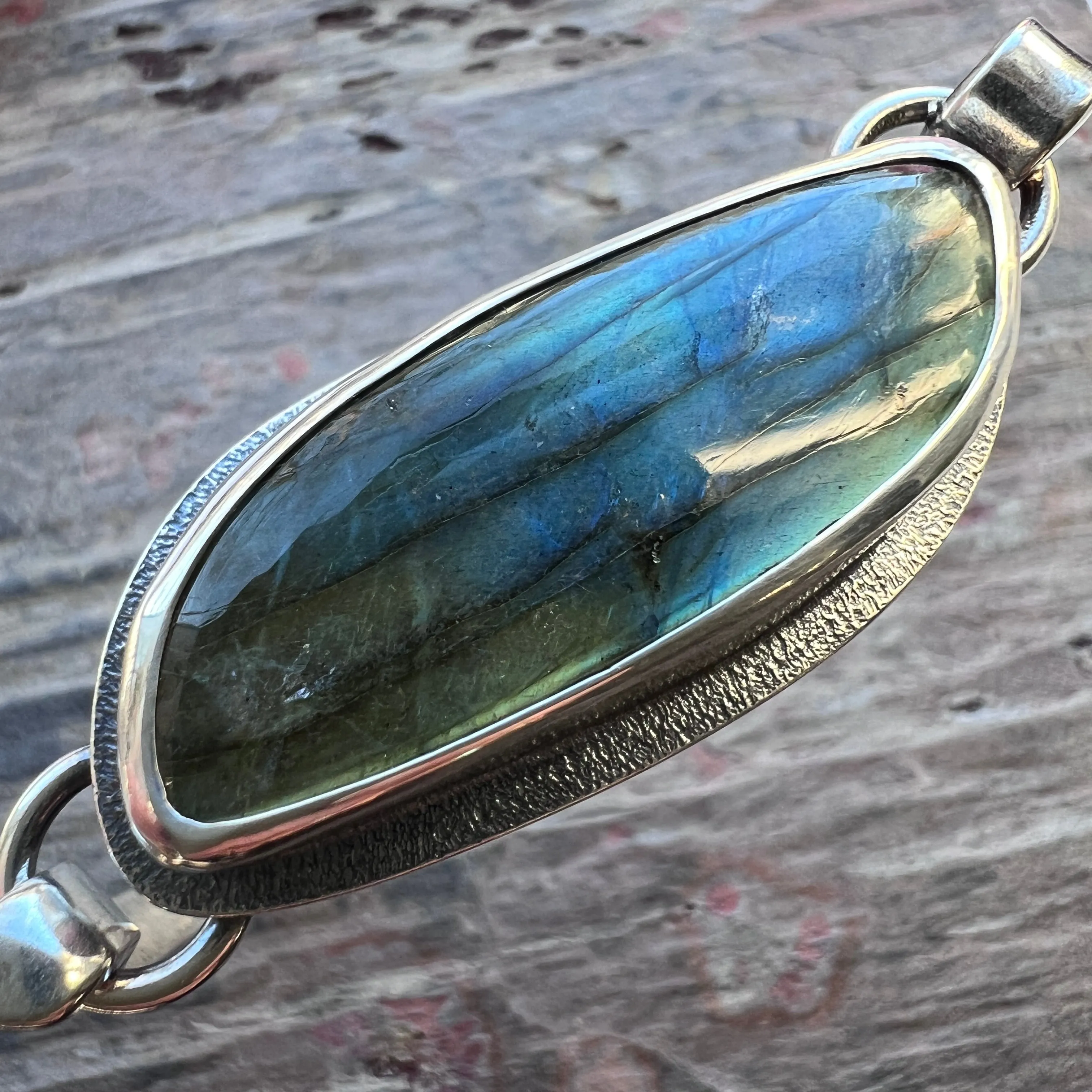 Sterling Silver Labradorite Bracelet | Artisan Silver Cuff Bracelet