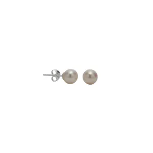 Stg Silver FW 4-4.5mm Round White Pearl Studs
