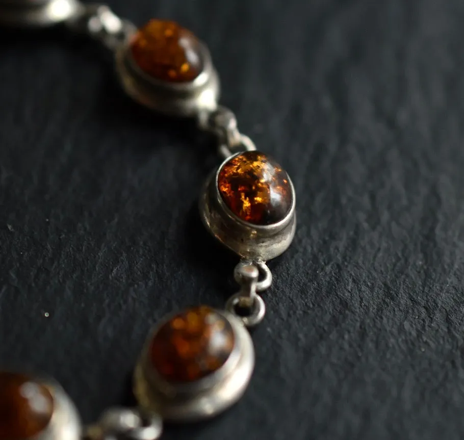 Vintage Baltic Amber Silver Sterling 925 Bracelet