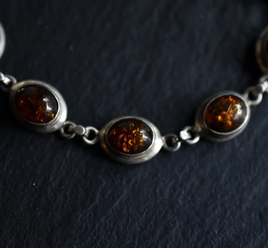 Vintage Baltic Amber Silver Sterling 925 Bracelet