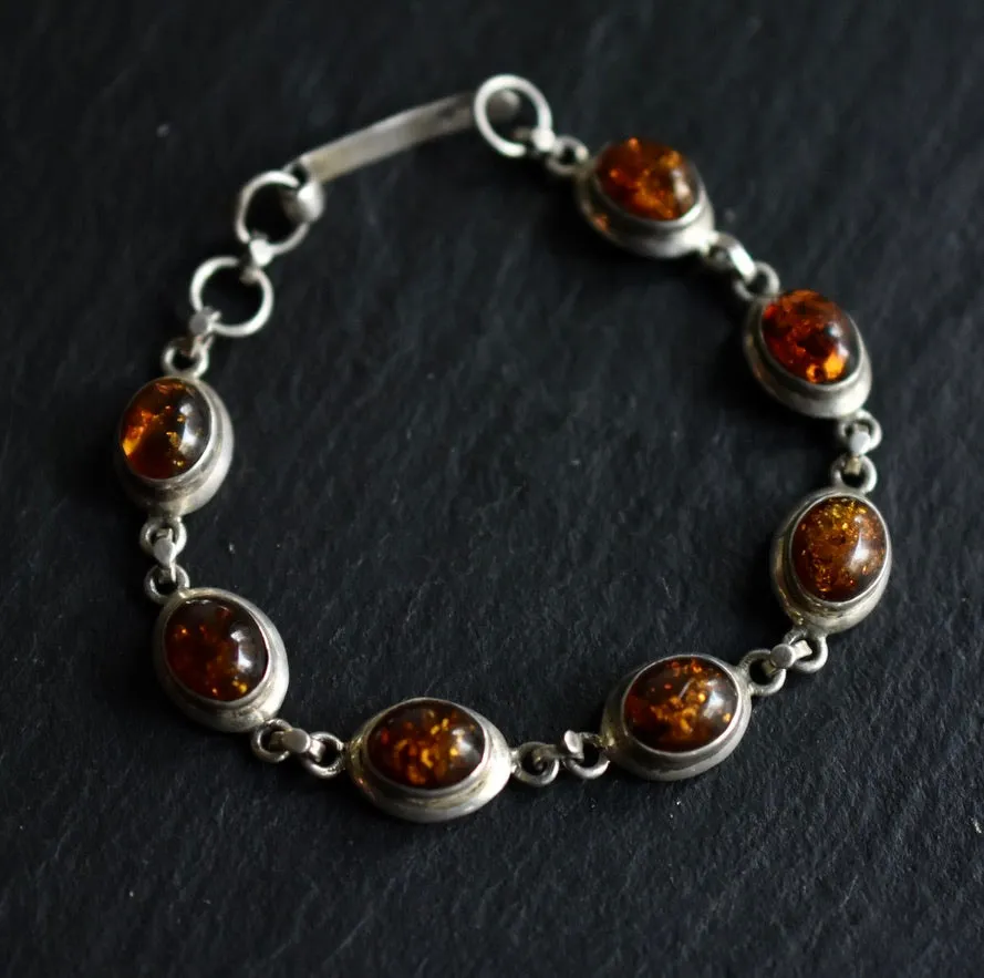 Vintage Baltic Amber Silver Sterling 925 Bracelet