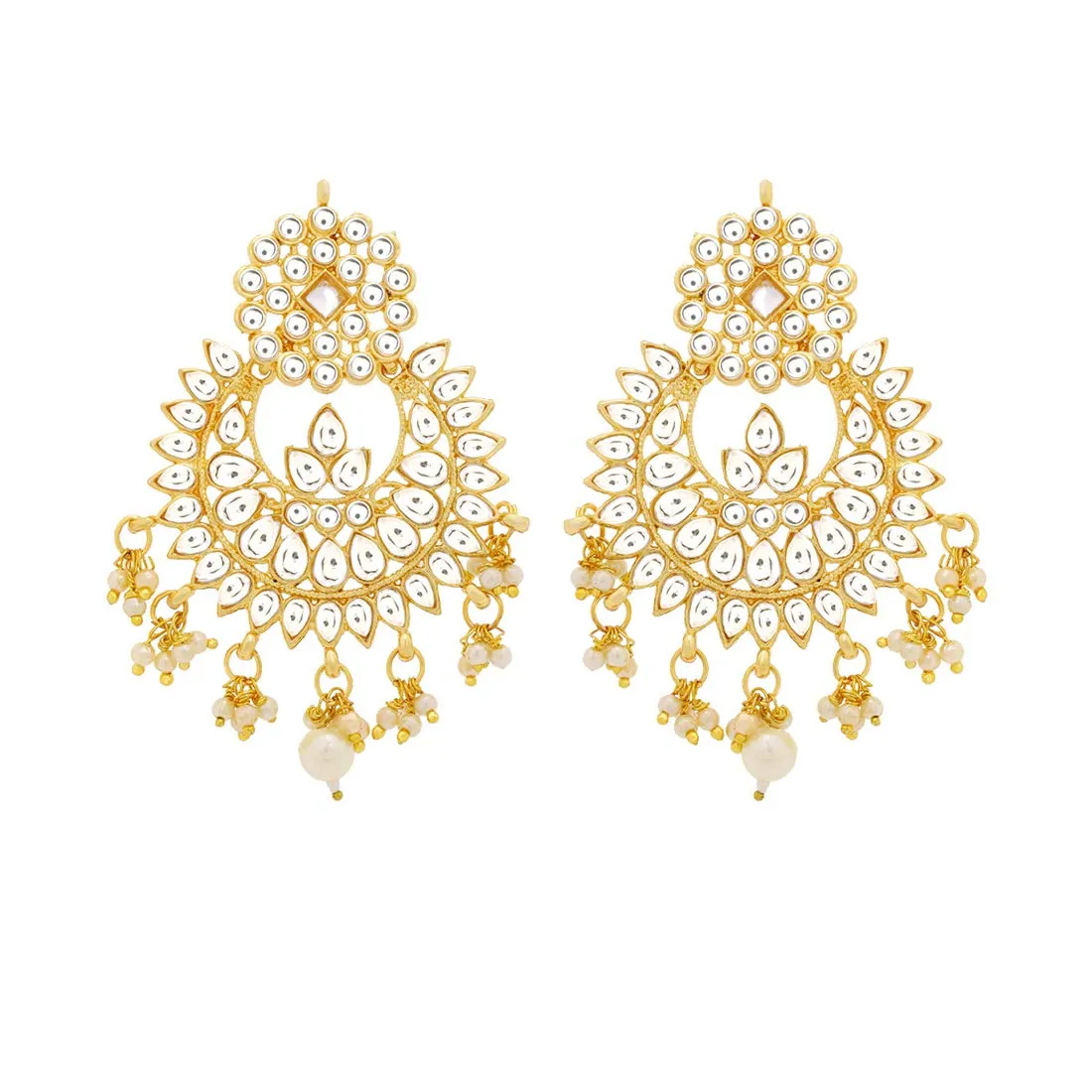 Yellow Chimes Chandbali Earrings for Women Ethnic Kundan Earrings Gold Plated Pearl Traditional Chand bali Earrings for Women and Girls.
